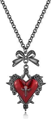 WOWORAMA Black Gothic Necklace for Women Halloween Skull Snake Black Moon Necklace Dark Punk Witch Heart Necklace Goth Halloween Jewelry
