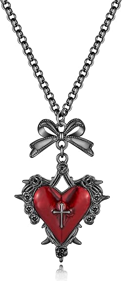 WOWORAMA Black Gothic Necklace for Women Halloween Skull Snake Black Moon Necklace Dark Punk Witch Heart Necklace Goth Halloween Jewelry