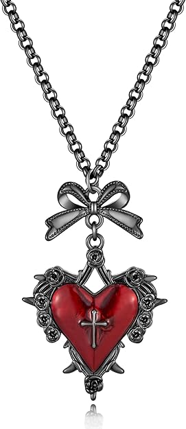 WOWORAMA Black Gothic Necklace for Women Halloween Skull Snake Black Moon Necklace Dark Punk Witch Heart Necklace Goth Halloween Jewelry