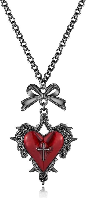 WOWORAMA Black Gothic Necklace for Women Halloween Skull Snake Black Moon Necklace Dark Punk Witch Heart Necklace Goth Halloween Jewelry