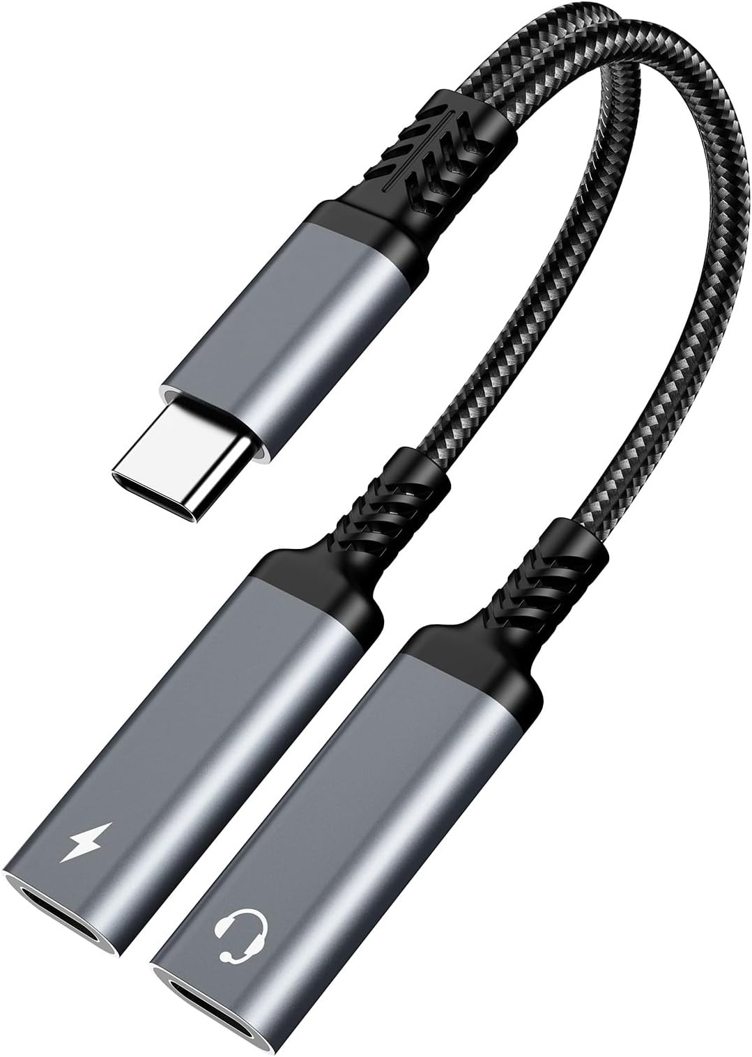 USB C Splitter, ZOOAUX Dual Headphone and Charger Adapter,2-in-1 Type C Audio Dongle Cable with PD 60W Fast Charging Support Call Music for Pixel 4 3 XL,Galaxy S22 S21 S20+ S20 Note 20 10,Xperia