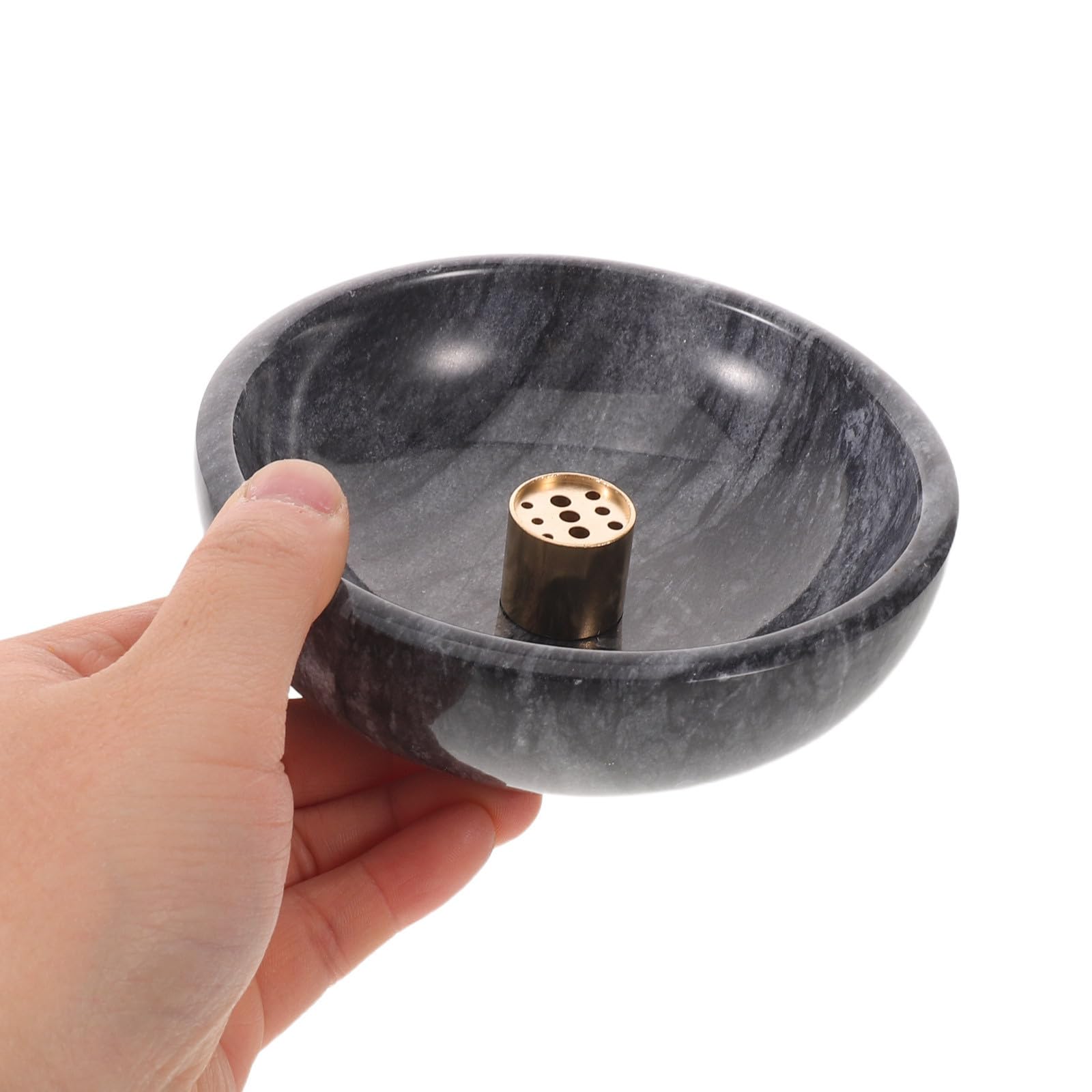 TOYANDONA Quemador de Incienso Decorativo en Hogar Elegante de Mármol y Bronce Soporte Invertido Seguro y Estable para Meditación y Yoga