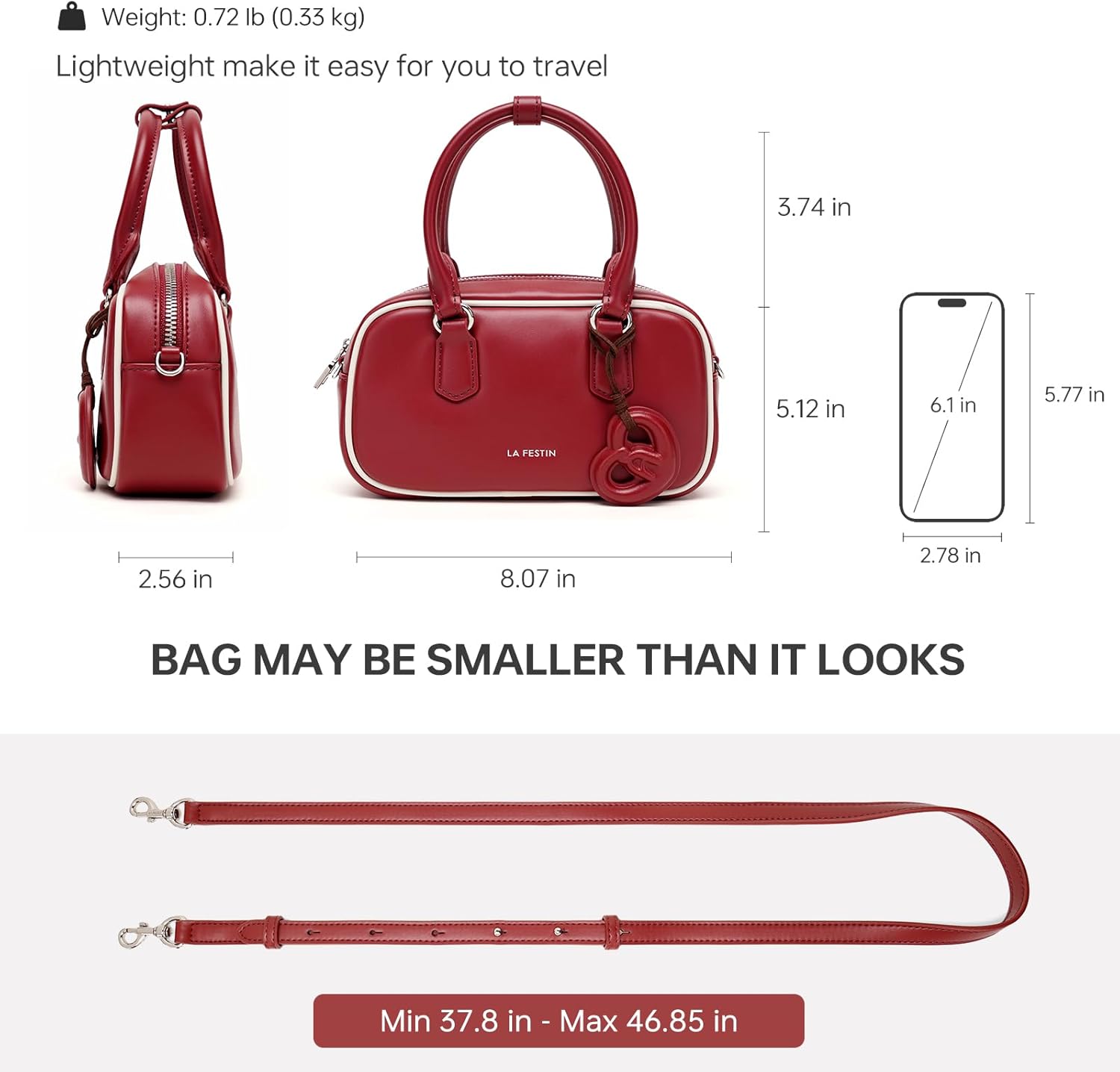 LA FESTIN Shoulder Purses for Women Retro Boston Handbag with Adjustable Strap for Travel and Party - Image 4