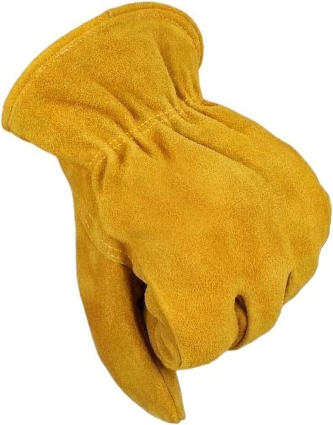 Leather Working Gloves Comfortable Breathable Gardening Gloves for Ranching Farming Gardening(Yellow,Large)