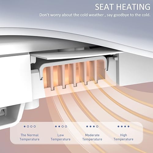Miniatura 3 de KUNPENG Asiento de inodoro alargado asiento de inodoro electrónico con bidé calentado, lavado con agua caliente, secadora de aire caliente, control