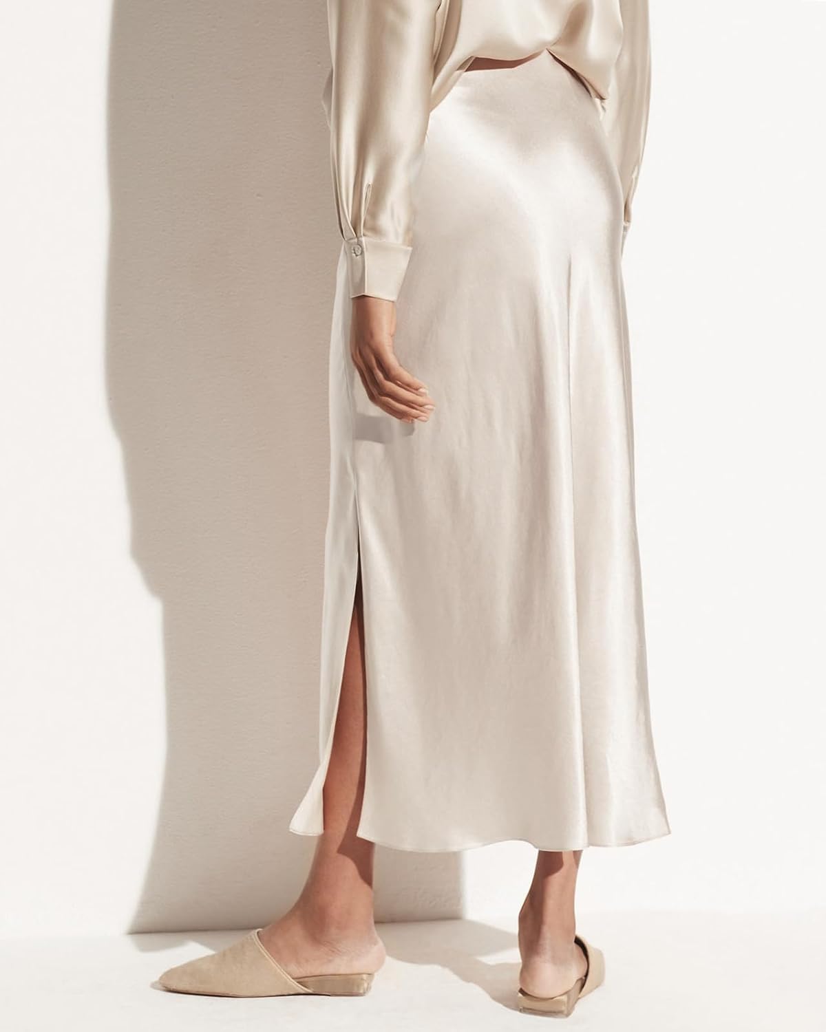 Women's 2026 Summer Satin Maxi Skirts High Waisted Spring Silk Casual A-Line Cocktail Party Long Skirt - Image 3