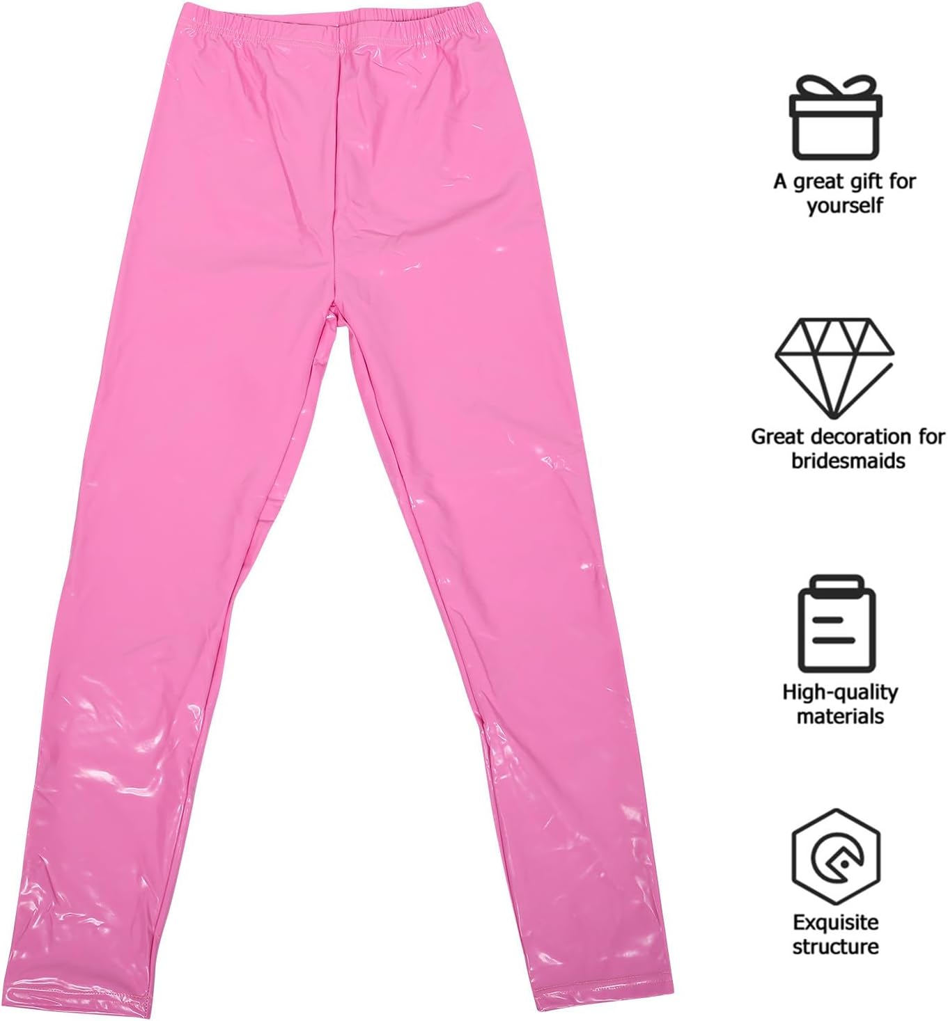 MAGICLULU Women High Waist Pu Leggings Leather Pants for Daily Wear Pink