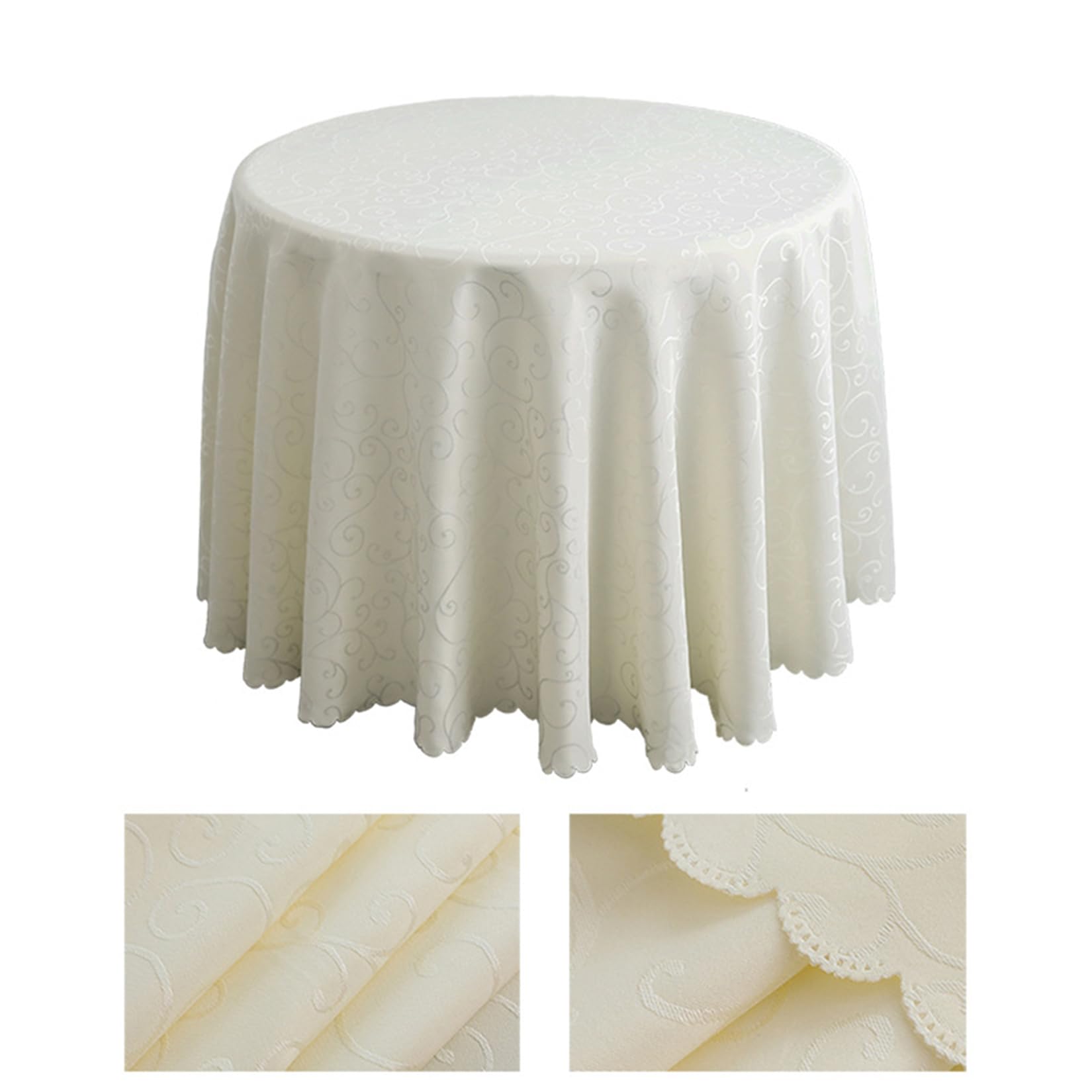 Poliéster Mantel Redondo Diámetro 160cm-320cm Hoteles Restaurantes Eventos y Fiestas Mantels Beige Diámetro 200cm