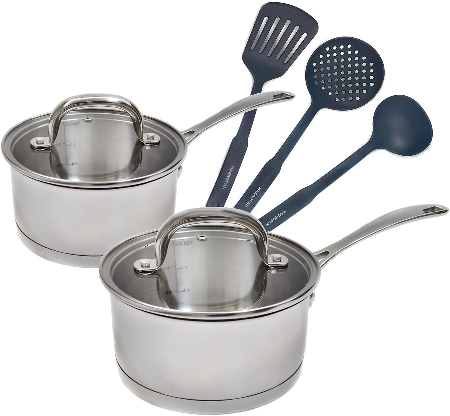 Stainless Steel Saucepans Impact Bonded Right Angles 7 PCS Set