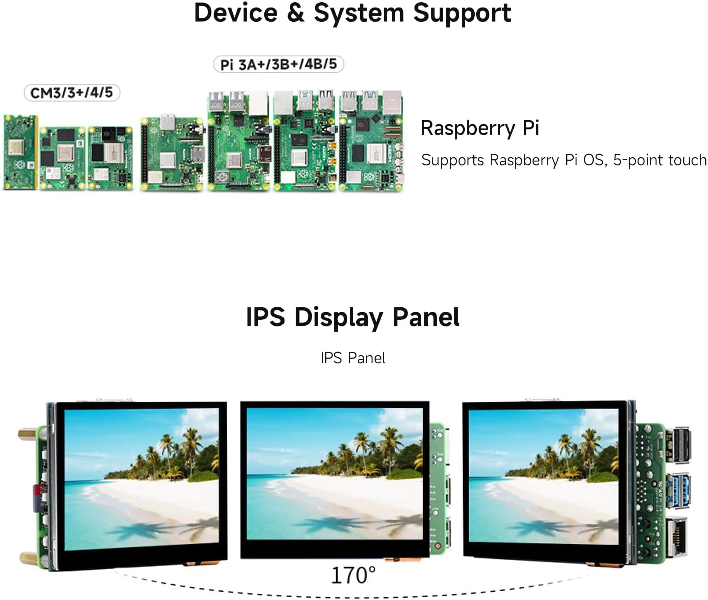 Waveshare 3.5inch DSI Capacitive Touch Display, Compatible with Raspberry Pi 5/4/3B+ Series Boards, 5-Point Touch, 640 × 480 Pixels, IPS Display Panel