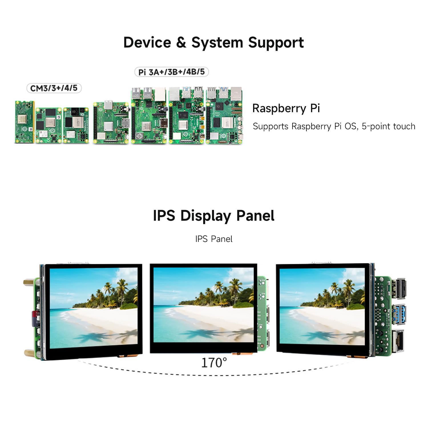 Waveshare 3.5inch DSI Capacitive Touch Display, 5-Point Touch, 640 x 480 Pixels, IPS Display Panel, for Raspberry Pi Series Boards