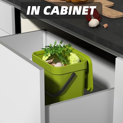 Miniatura 6 de Bote de basura con tapa para cocina, contenedor de compost sellado debajo del fregadero, contenedor de basura de pie para encimera de interior, cubo