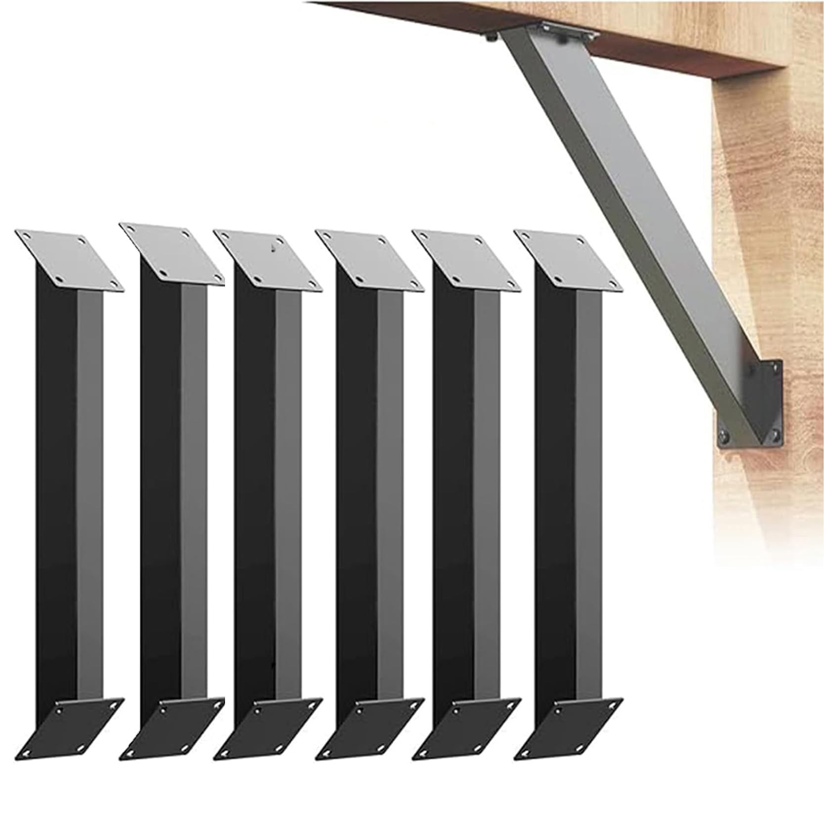 Juego de escuadras angulares de 45 Grados, aptas para Uso Interior y Exterior: Juego de 6 escuadras angulares Negras para cenadores de Madera, Patios y estructuras de conexión; Proporciona u