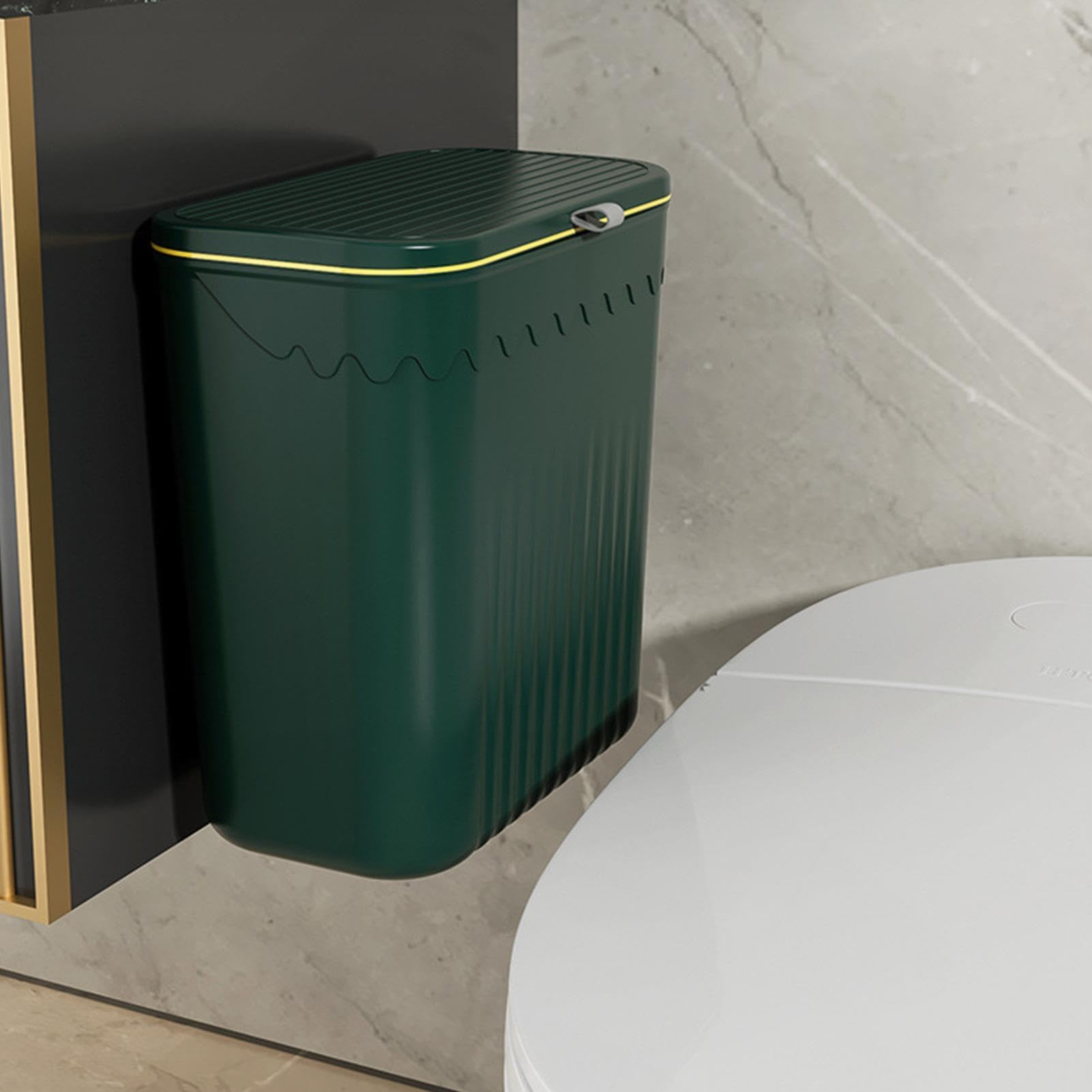 Da appendere a parete - 27 x 13 x 29 cm PP appeso | Pattumiera ermetica | per rifiuti alimentari, pattumiera senza fori per il bagno, doppio coperchio pieghevole scorrevole aperto Piano di lavoro