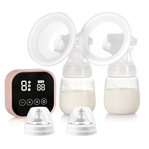 Bizcasa Tire Lait Electrique, 4 Modes et 9 Niveaux, Rechargeable, avec Ecran LCD, Électrique Double Allaitement Maternel Sans Douleur, Forte Puissance d'Aspiration, Sans BPA (Rose)
