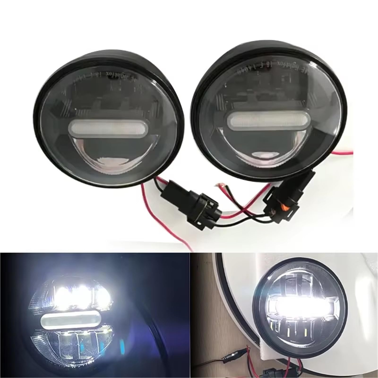 Generico Faro del Motociclo per Electra per Glide per Road Proiettore Fendinebbia A LED da 4,5 Pollici 4-1/2 "Faro Lampada Ausiliaria per Moto