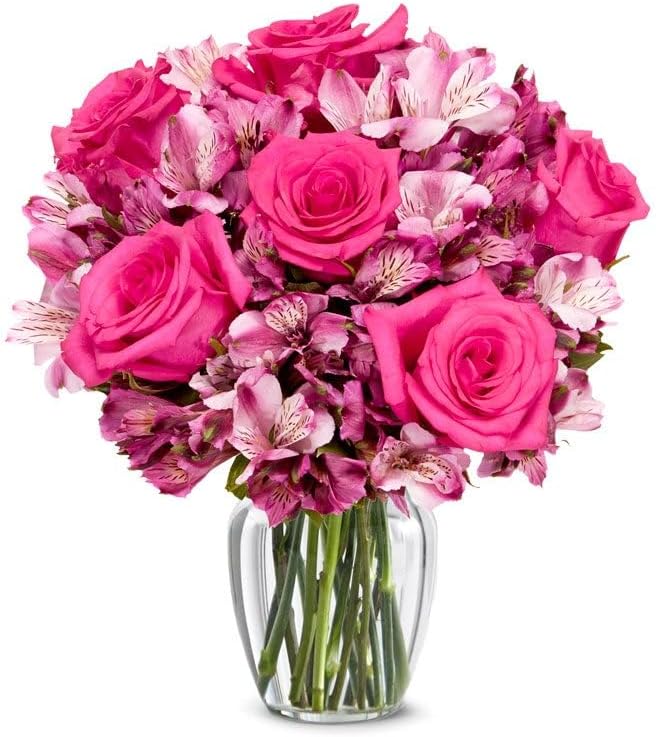 From You Flowers - Ma Chre Rose con jarrón de cristal  Ramos de flores frescas para cumpleaños, aniversario, mejorarse o celebrar