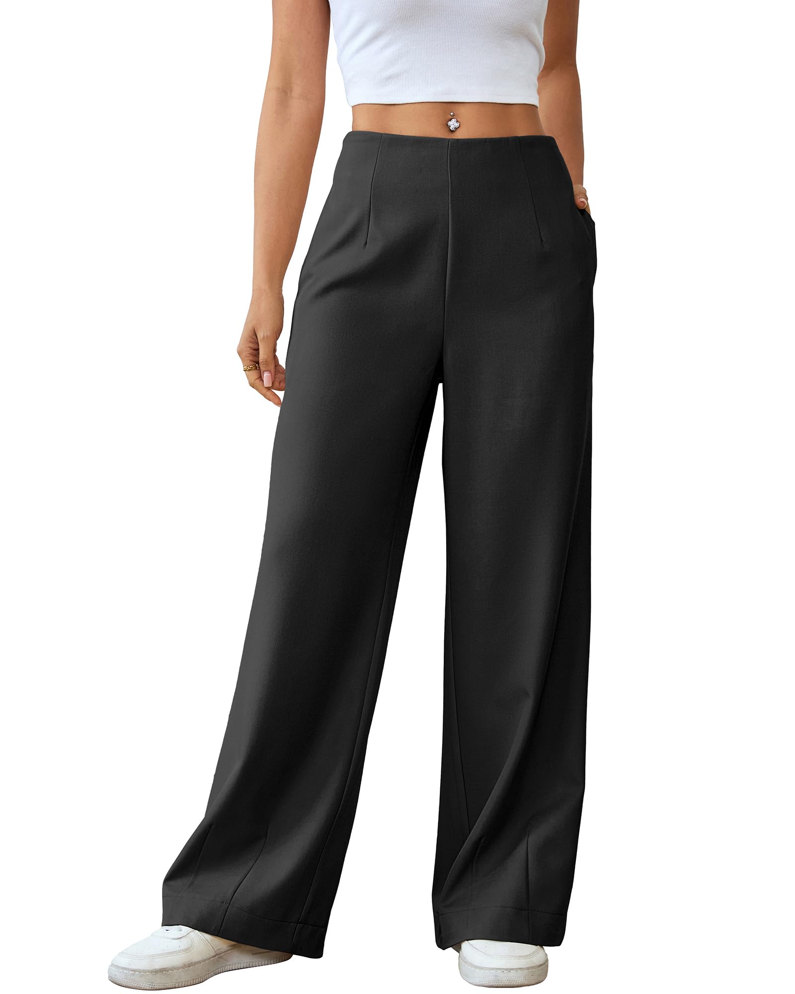 Bsubseach Wide Leg Pants Woman High Waisted Work Trousers Dress Pants Women Slacks Business Casual Outfits with Pockets