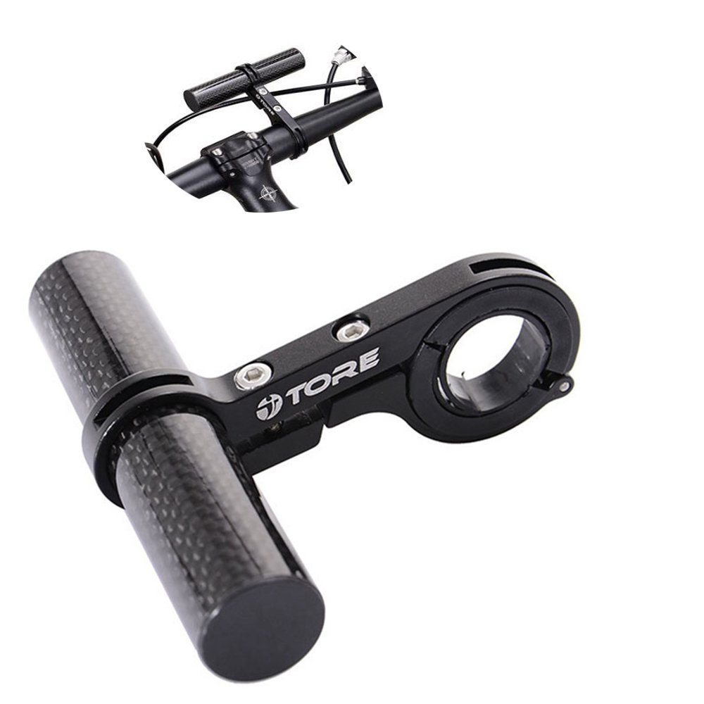 JPOJPO Bike Handlebar Extender Extension Bracket Clamp for Bicycle Speedometer Headlight Light Lamp Holder Carbon Fiber 10mm Black