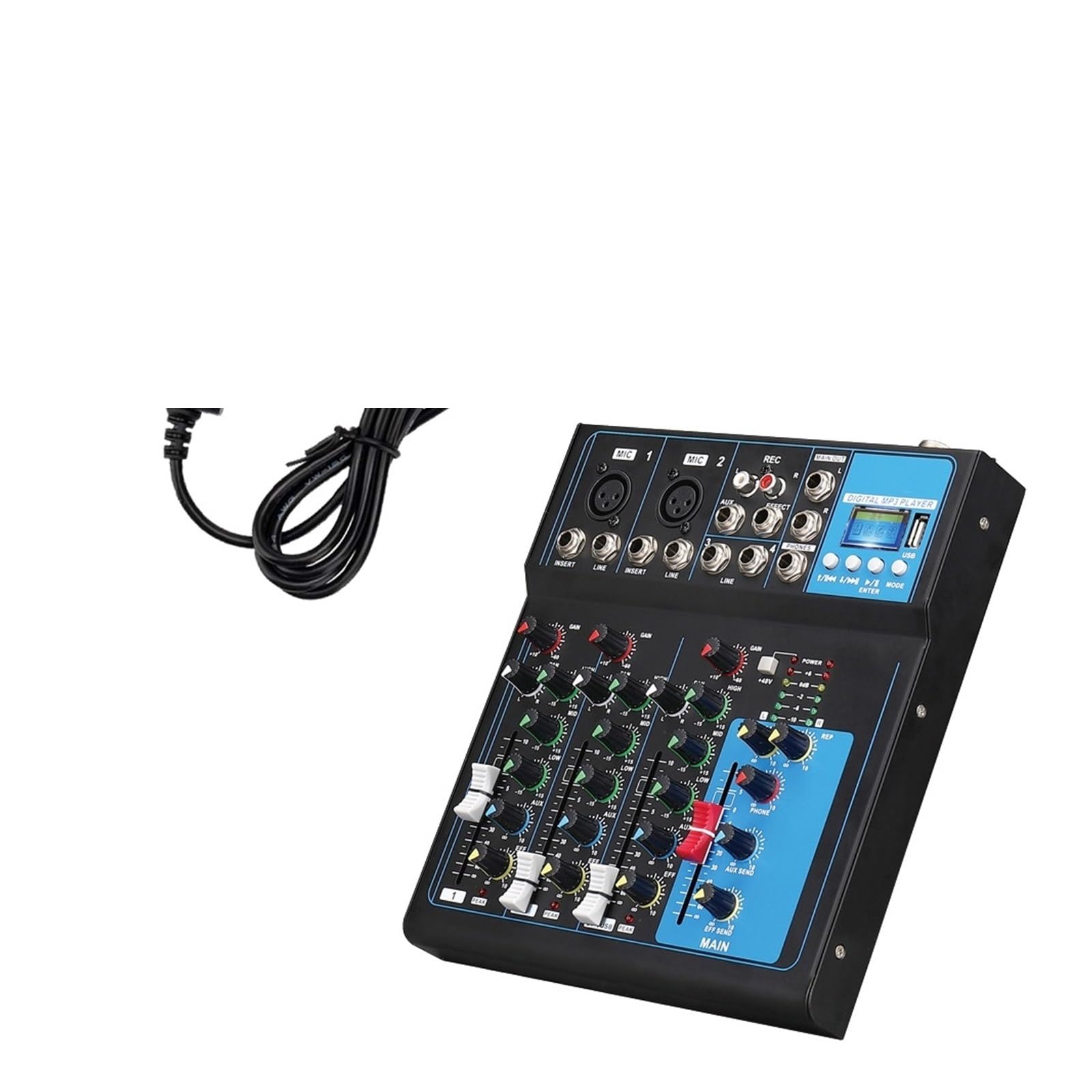 VChics Mixer Audio, Mixer Audio Mixer Professionale A 7 Canali Riverbero USB F7 Home KTV Mixer Audio di Rete Live for Performance sul Palco for PC per Chitarre, Bassi, tastiere(F4)