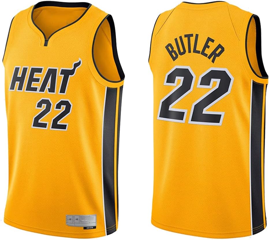 Egdu NBA Jersey, NBA Miami Heat #22 Jimmy Butler Classic All Star Jersey Breathable Wear Resistant Embroidered Mesh Basketball Jerseys(4 styles),Yellow,XL