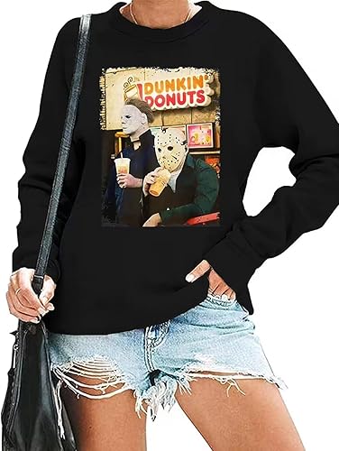 MUPAOLO Sudaderas de Halloween para mujer, divertidas camisas de calabaza, Hocus Pocus, sin botones, manga larga, fantasma