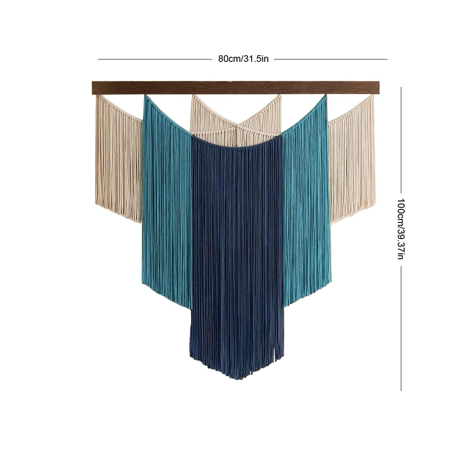 champracer Tapiz de pared grande de macramé, hecho a mano, 100 x 80 cm, decoración de pared bohemia, decoración del hogar, para apartamento, dormitorio, sala de estar, galería (azul)