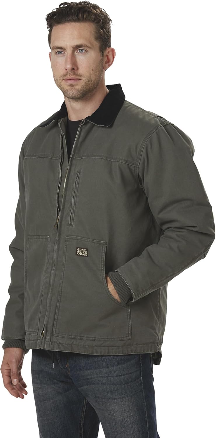 Gravel Gear Men's Washed Duck Chore Coat - Moss, Large