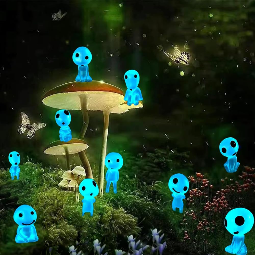 SSyang Pack of 10 Forest Spirits Garden Decoration, Luminous Garden Decoration Figures Elves, Mini Resin Princess Figures