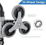 Goplus Stair Climbing Cart, Portable Folding Aluminium Hand Truck Trolley Cart w/Bungee Cord, 6 Wheels, 180 lbs Capacity, Telescoping Handle, All Terrain Stair Climber Dolly for Luggage, Heavy Duty