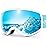 findway Kids Ski Goggles, Kids Snowboard Goggles for Boys Girls Toddler Age 3-10 White Frame Sapphire Lens
