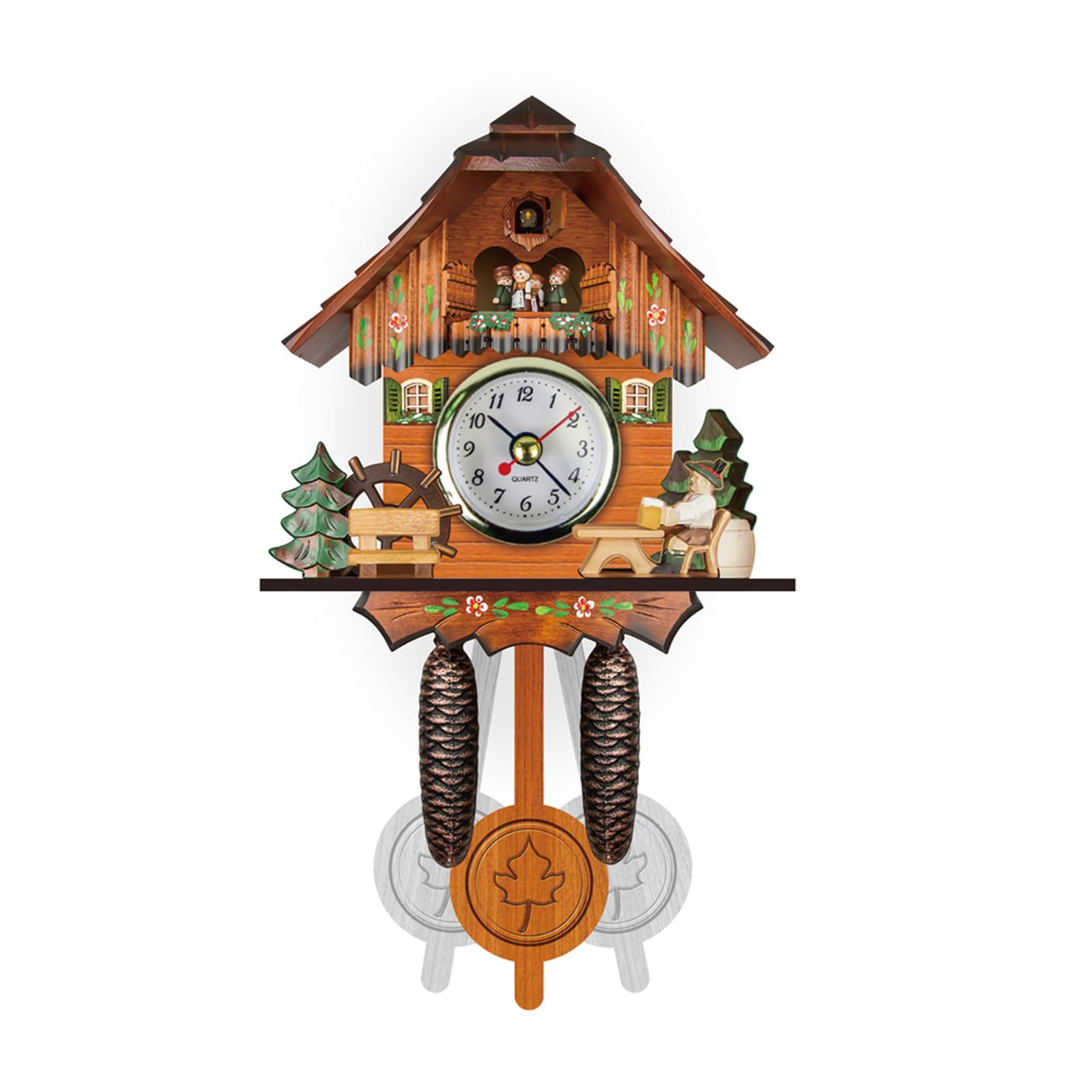 TFAOYS Wood Bird Wall Clock for Living Room with Quiet Movement Decorative Wall Clock Accurate Movements Wood Bird