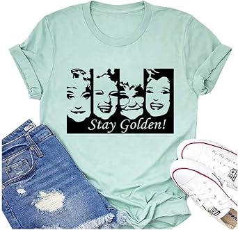 Stay Golden Tshirt Women Funny Cute Golden Girls Shirt Casual Short Sleeve Letter Print Tee Tops Vintage Graphic Tee