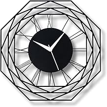 Luxurious Octagon Metallic Wall Clock for Home and Kitchen (40 X 40 Cm) |Black Color DA-82