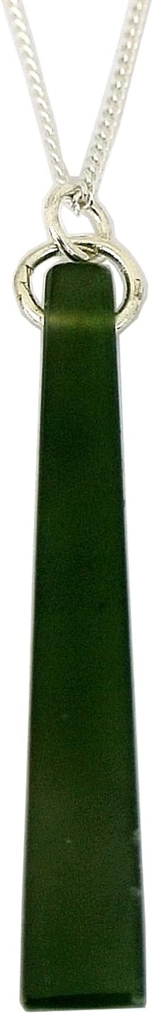 Stering Silver and Jade Pounamu Rod Necklace from New Zealand