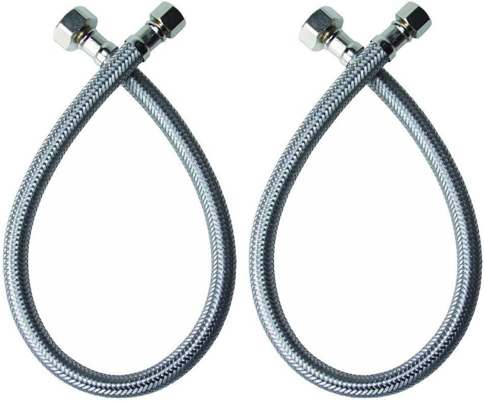 VCCUCINE Braided Stainless Steel - 3/8" Female Compression Thread x 1/2" IPS Female Straight Thread Faucet Connector, 15.7 Inch Length x 2 Pcs (1 Pair)