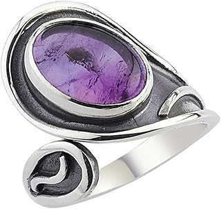Amethyst Ring, Solid Silver Ring, Adjustable ring, Amethyst Jewelry, Purple Ring, Oval Amethyst Ring, Boho Ring, Healing Crystal, Promise Ring, Birthstone Ring, February Birthstone Ring