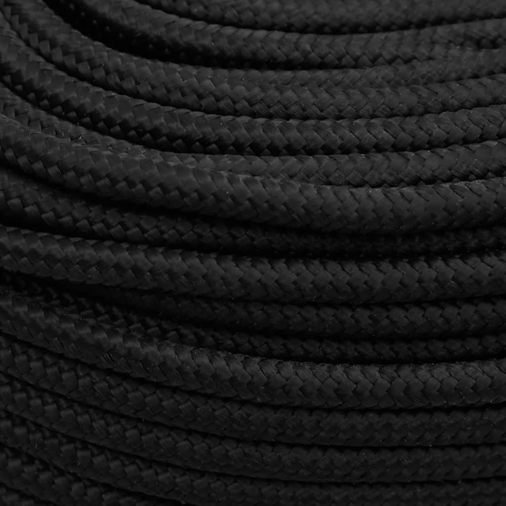 Corde de Bateau, Corde d'amarrage Marine Noir Complet 10 mm 25 m Polypropylène