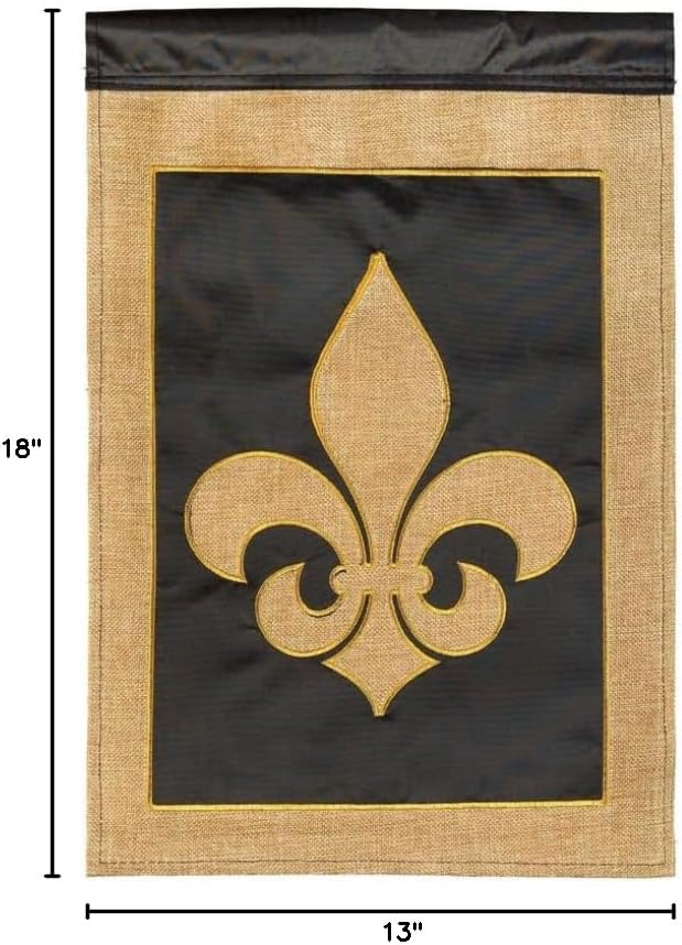 Magnolia Garden Burlap Fleur-de-lis 13 x 18 Inch Polyester Garden Flag