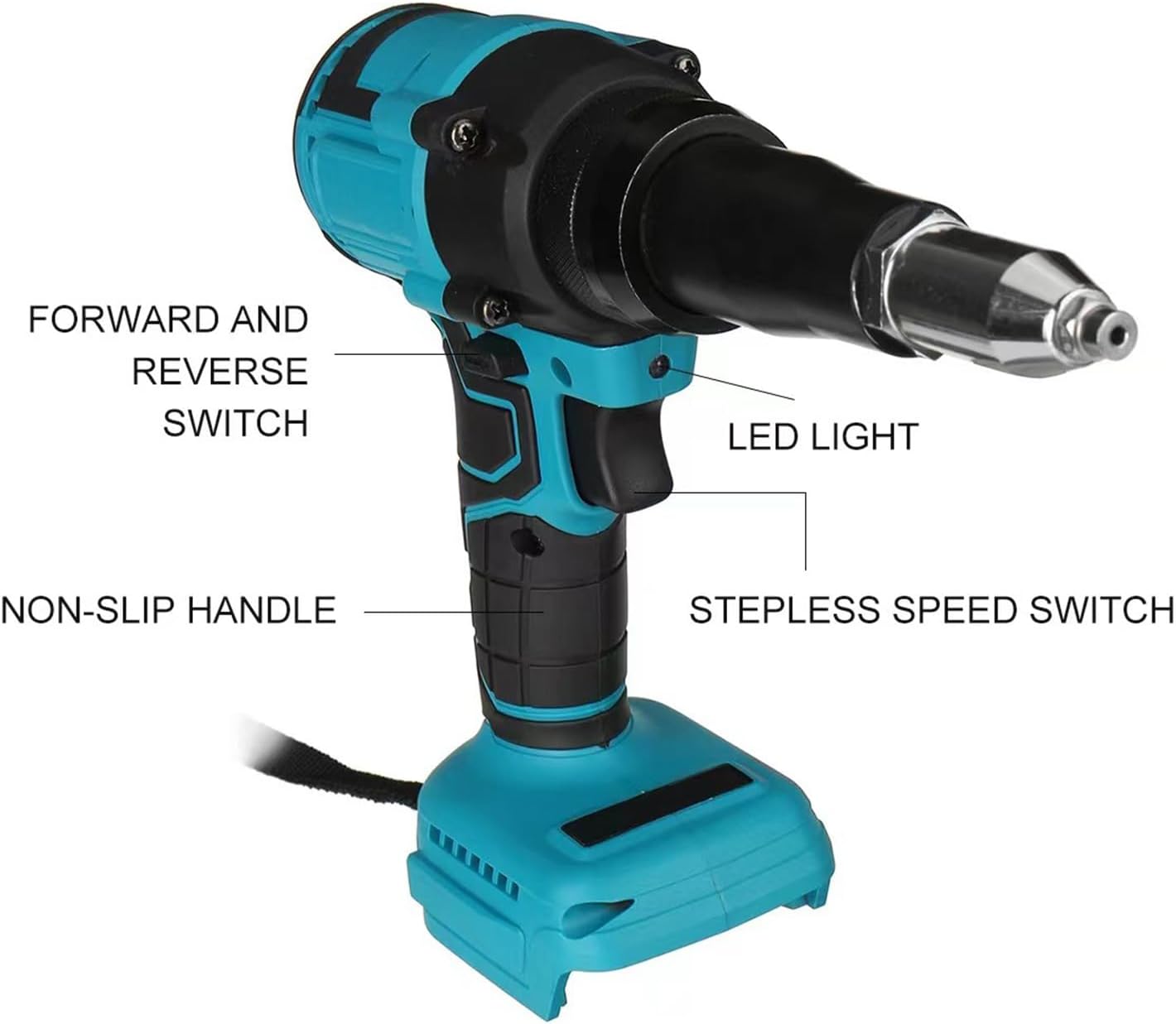 Garosa Brushless Electric Rivet, 18 21V Cordless Rivet Tool with Rechargeable Lithium Battery, for Construction Automotive Repair Manufacturing (1 Charger+Plastic Box US Plug 110V)