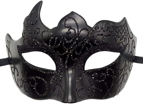 Máscara de mascarada para hombre, vintage, veneciano, Mardi Gras, Halloween, Navidad, fiesta, máscaras (negro)