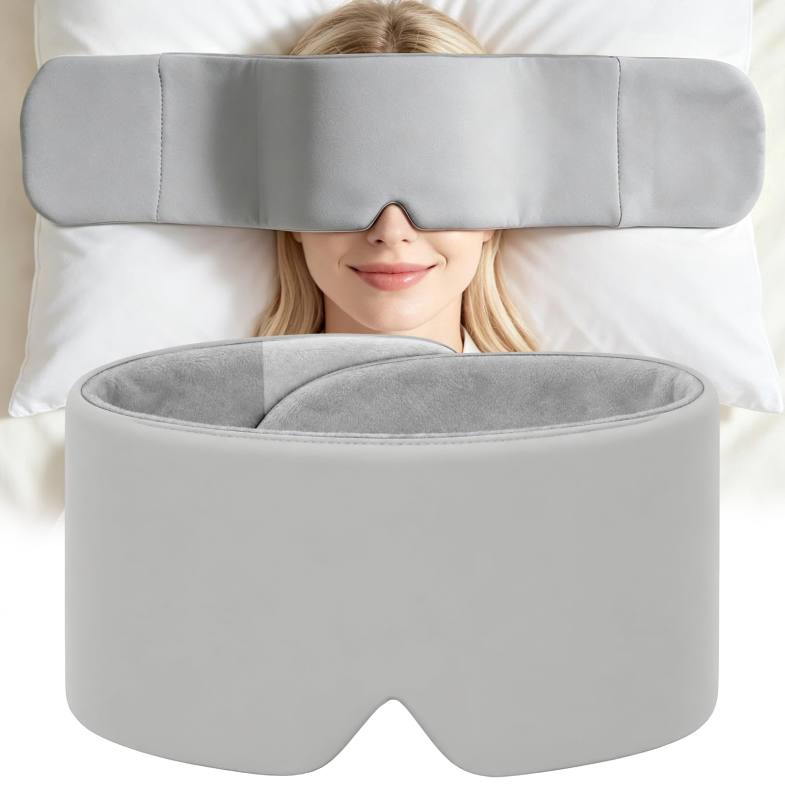 Weighted Eye Mask,Weighted Sleep Mask,100% Light-Blocking Design(Gray)