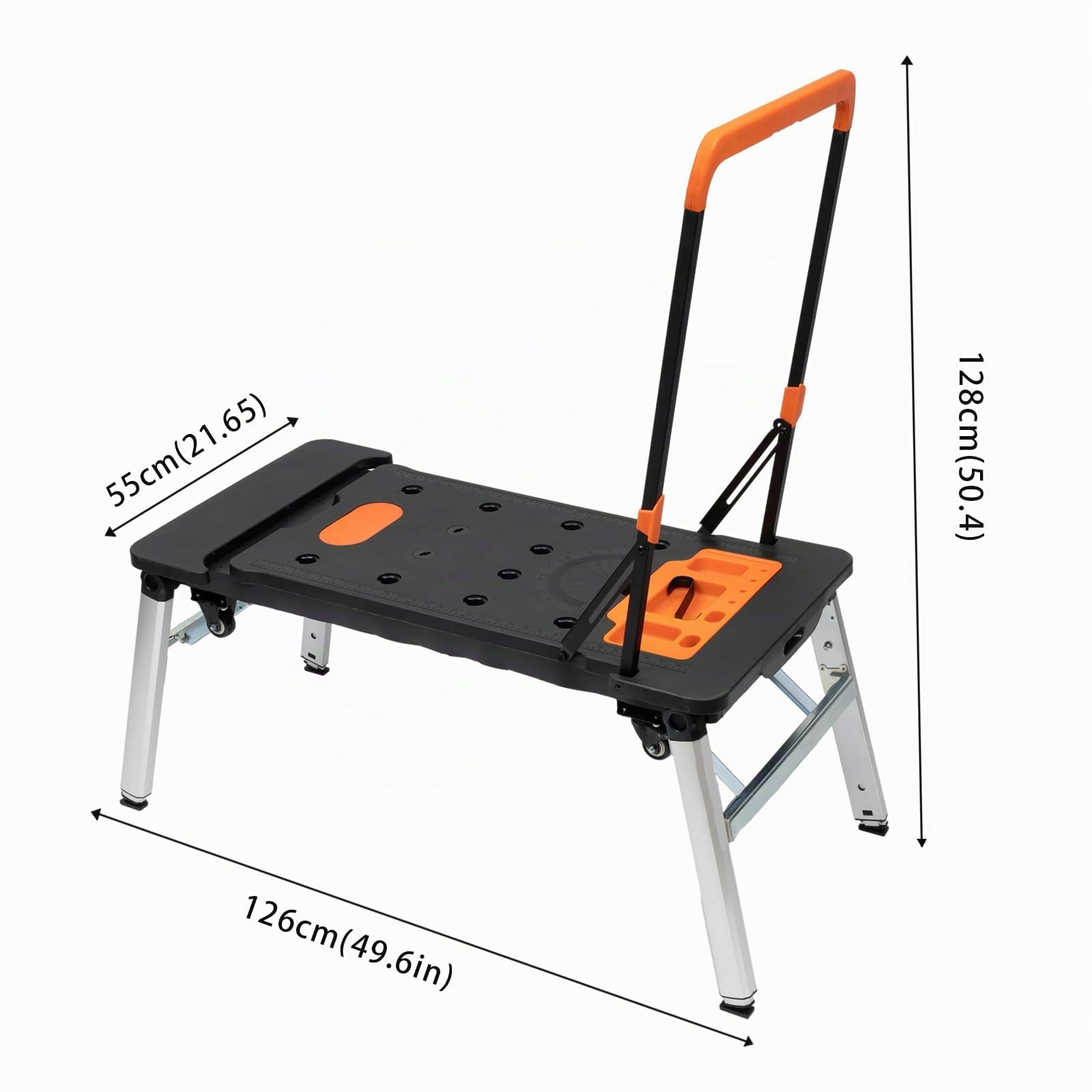 Banco da lavoro pieghevole, 7 in 1, per il trasporto, carrello a mano, fino a 150 kg, pieghevole, piano di lavoro