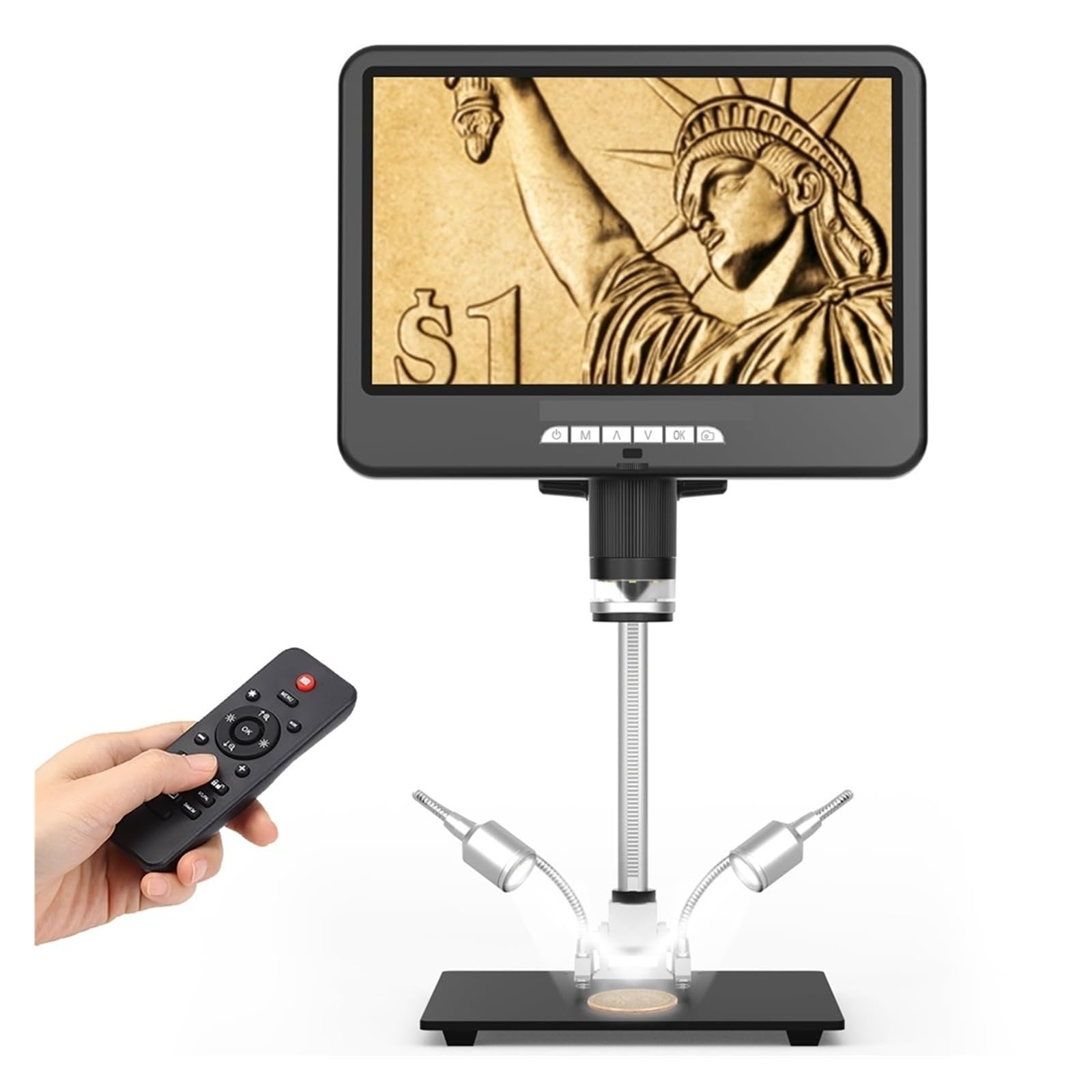 Microscopio, Scopio Digital con Pantalla UHD De 10 Pulgadas Y Soporte 26 Cm For Soldadura Reparación Dispositivos Electrónicos