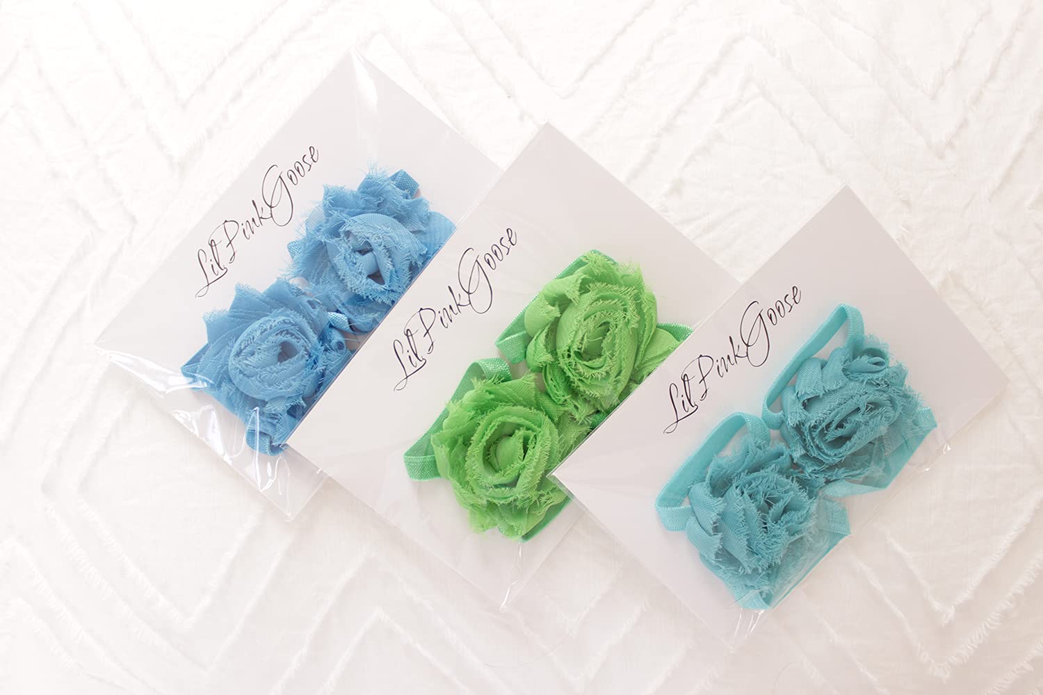 LilPinkGoose Baby Girl's Flower Barefoot Sandals for Infant and Toddlers 0-12Months (BlueTurquoiseGreen, 0_months)