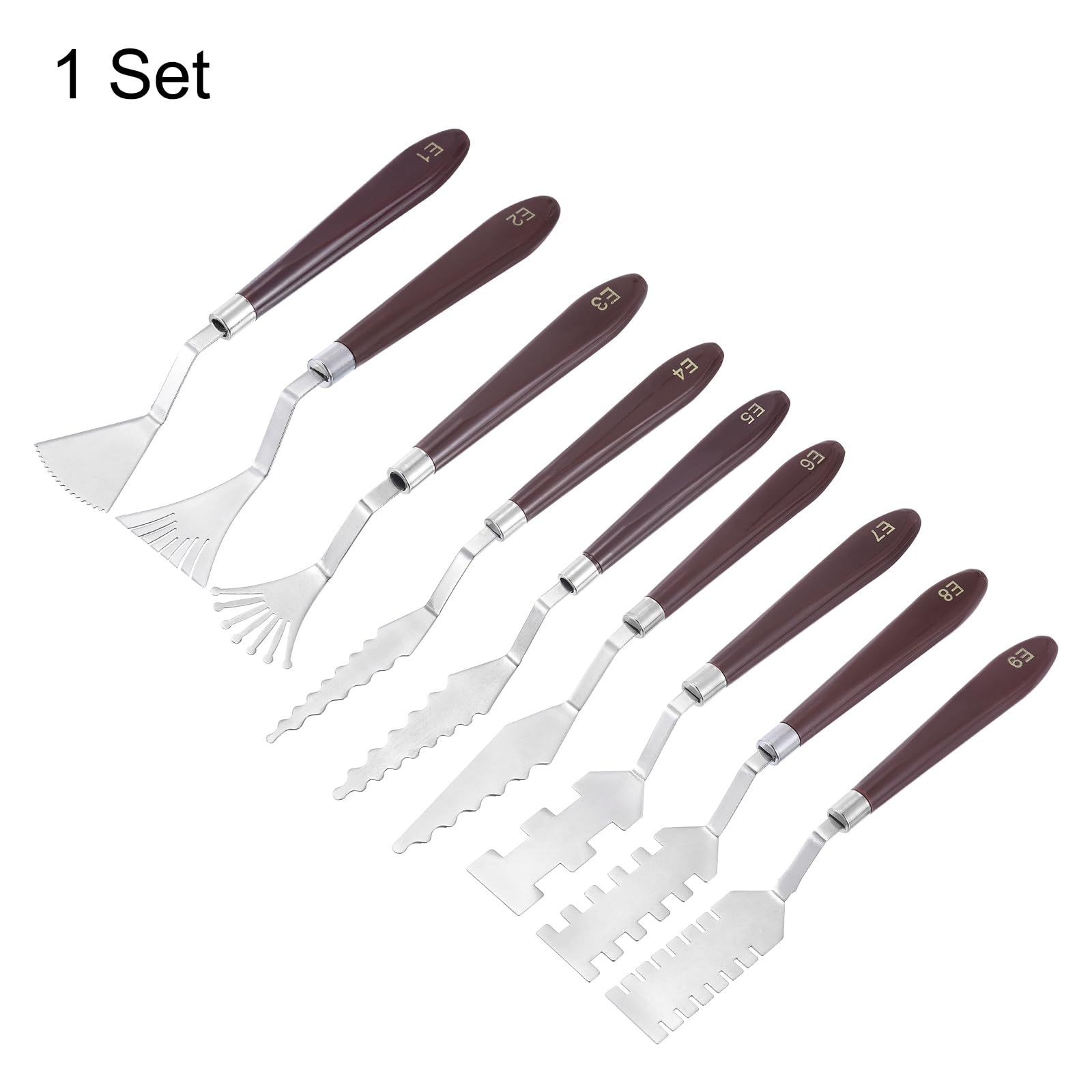 QUARKZMAN 9pz E1-E9 Set Spatole per Pittura Spatola Artistica Acciaio Inossidabile Coltelli Pallet Verniciatura Raschietti con Manico Plastica per Diffusione Miscelazione Olio Acrilico