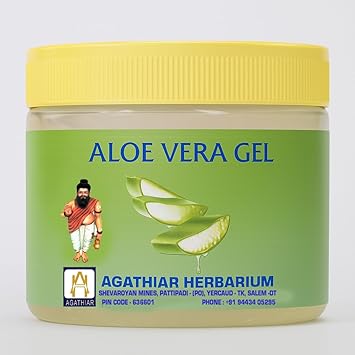 Agathiar herbarium Pure Aloe Vera Gel for face, skin Moisturizer, Acne, Scars, Dark Circles Sunburn 200gm pack