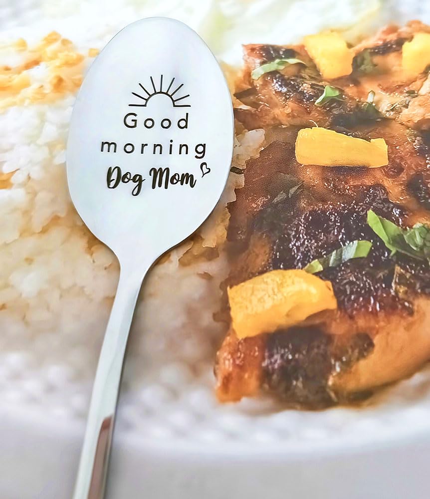 Dog Lover Christmas Birthday Gifts for Women Good Morning Dog Mom Spoons for Mother Daughter Friend Coffee Tea Spoon Gifts for Dog Lovers Gift for Women Mom Stainless Steel Spoon