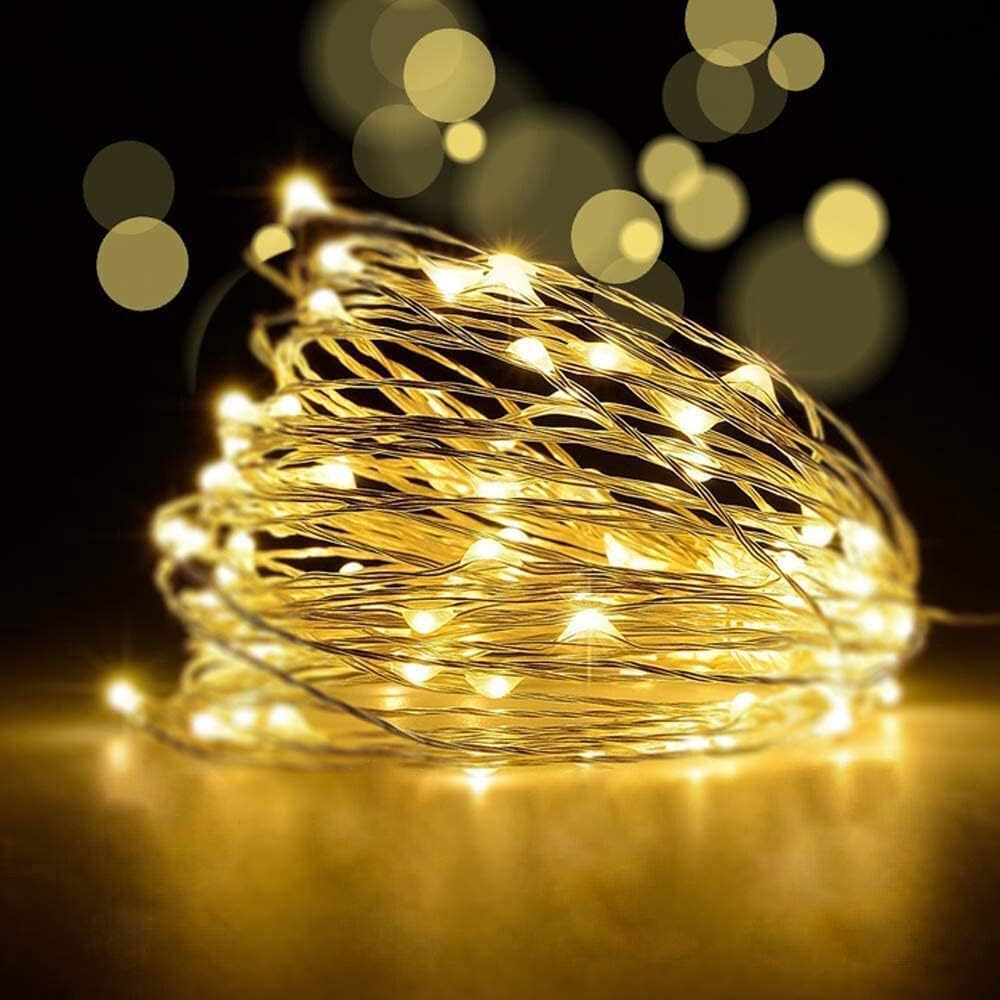 Shatchi Silver/Warm White 40 Led/4M Fairy String Lights Copper Wire Battery Operated Leds Twinkle Waterproof Lights For Bedroom, Christmas, Party, Wedding Outdoor Indoor Decoration