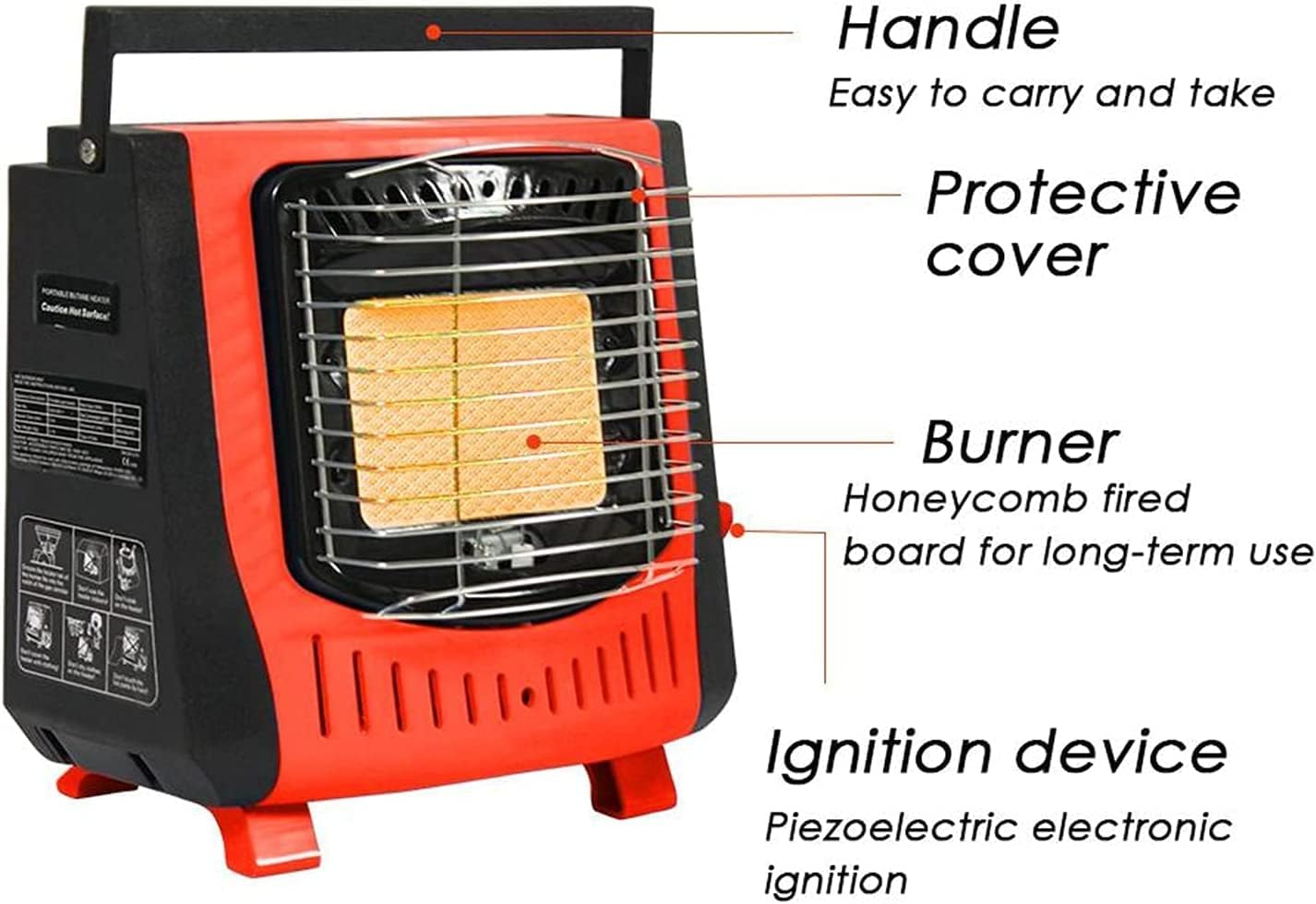 Kerosene Heater, Portable Camping Gas Heater, Free Standing Outdoor Heating Stove with Multiple Protection Devices and Handle, for Camping, Hiking